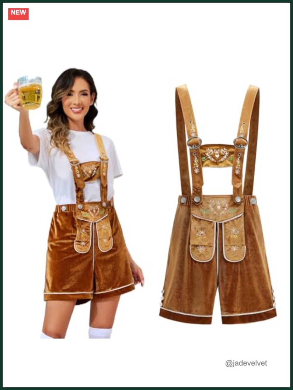 Women's Oktoberfest Lederhosen Costume Outfit with Adjustable Suspenders